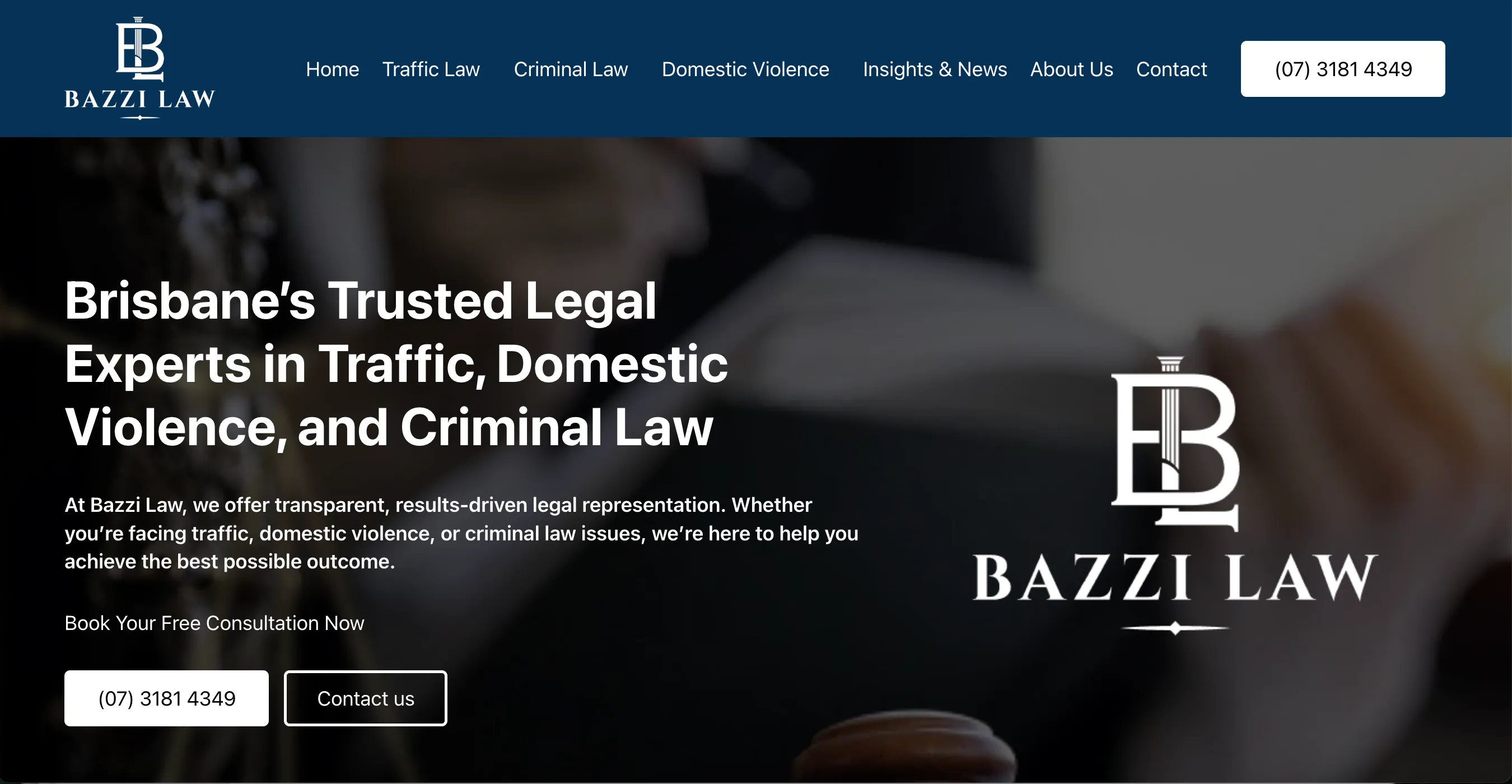 Bazzi Law website screenshot
