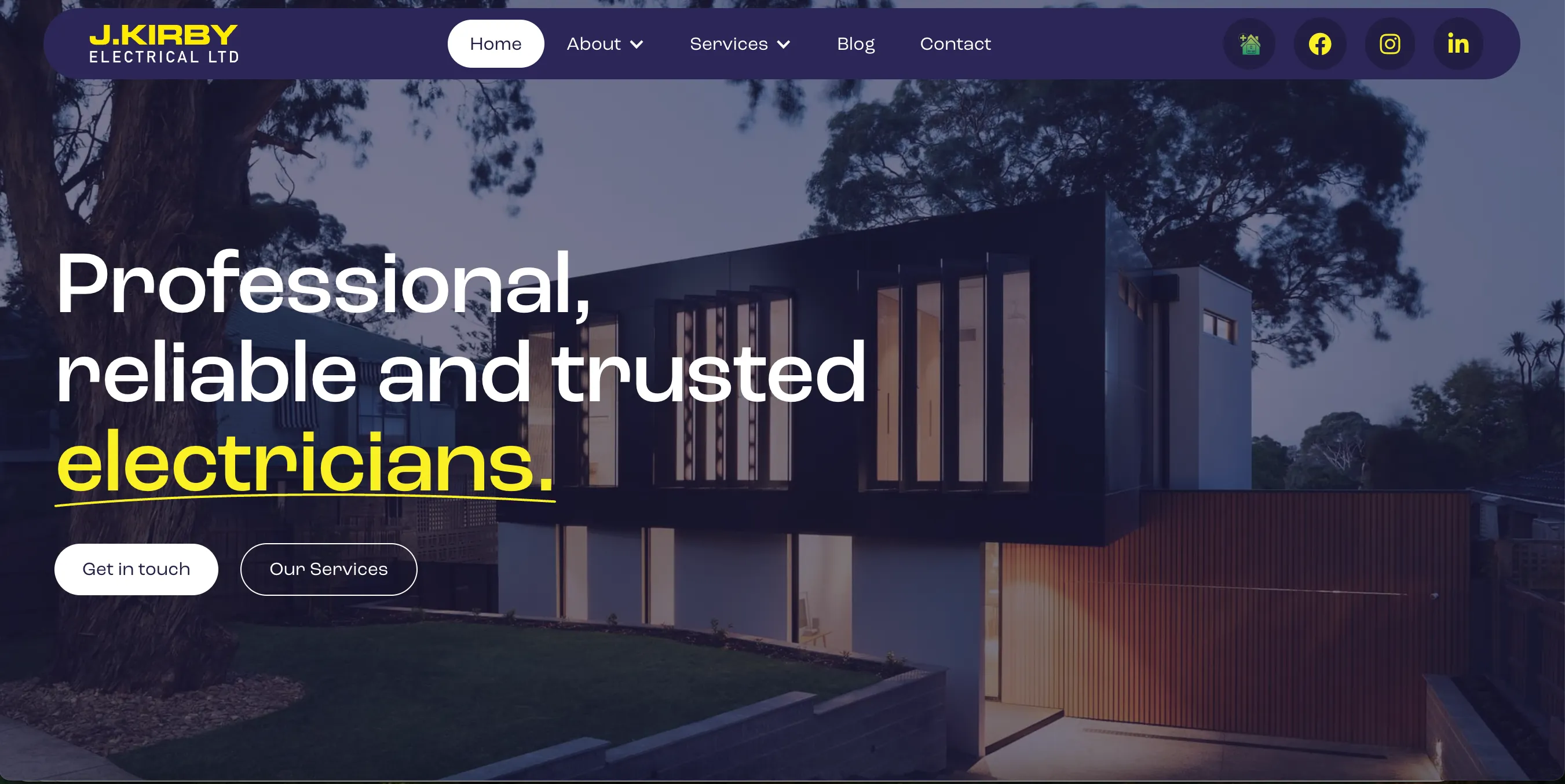 J Kirby Electrical website screenshot